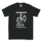 Diapernator Shirt with Terminator-style dad holding baby wipes