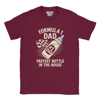 Formula 1 Dad Shirt with bottle and racing flag for fast-feeding dads